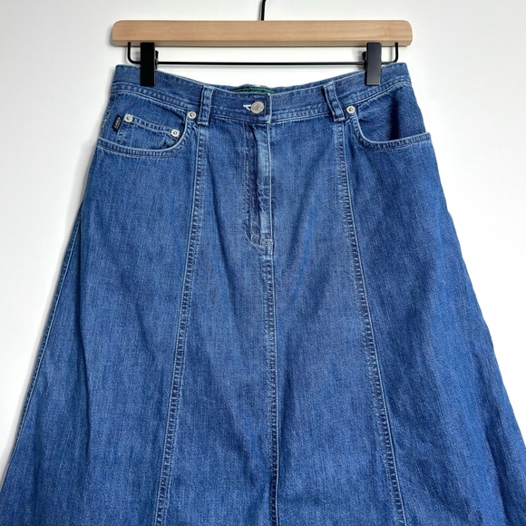 VINTAGE Ralph Lauren Denim Midi Skirt - Picture 2 of 5